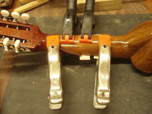 Gluing the neck.