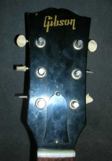 1959 Gibson LG-2 headstock before repair