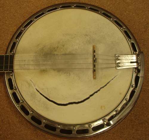 Torn banjo head.