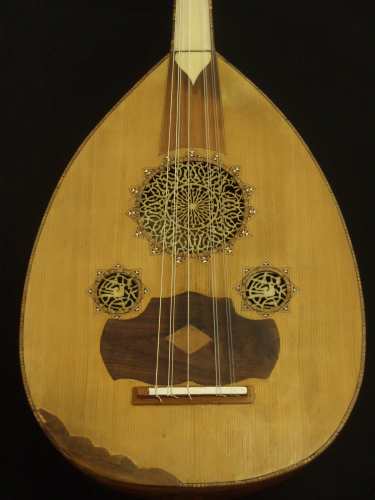 The top of the oud after being repaired.
