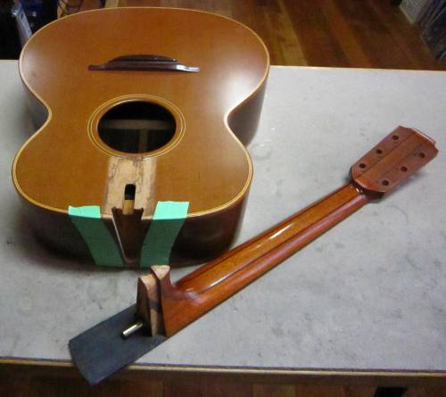 Fortunately, the Lowden's neck and body separated easily and cleanly.
